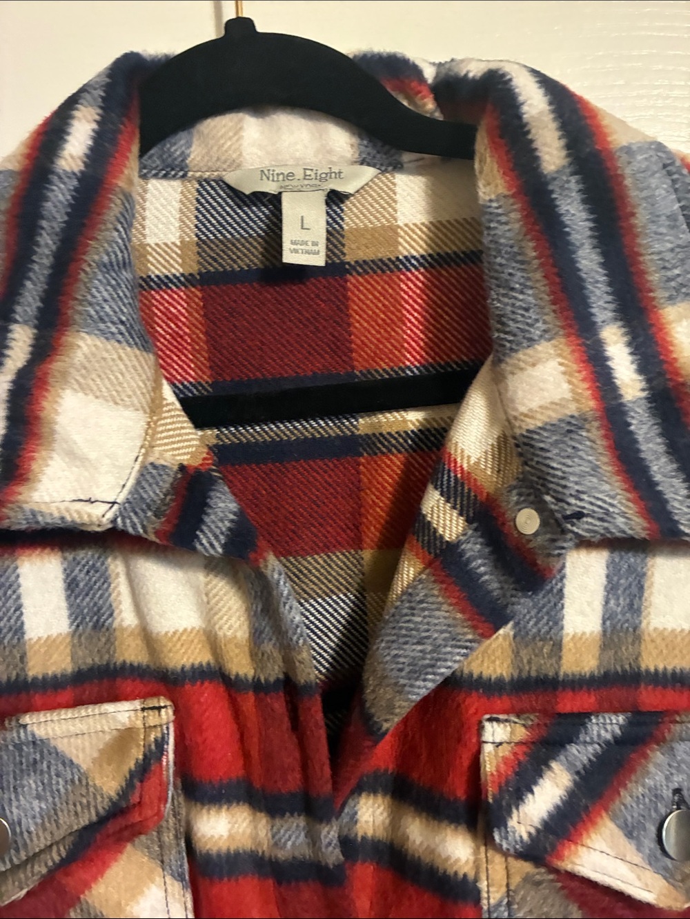 Plaid Utility Shacket Jacket - Red Multi - Picture 2 of 4